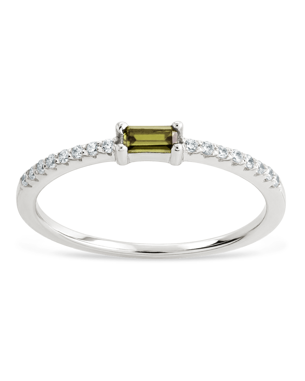 Peridot CZ Thin Stacking Birthstone Ring