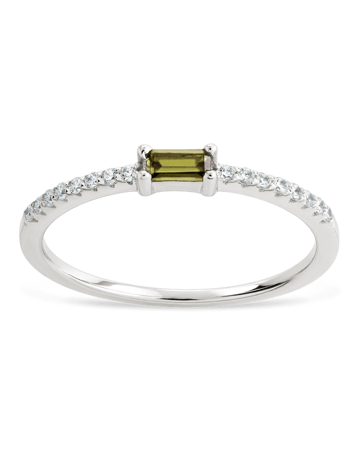 Peridot CZ Thin Stacking Birthstone Ring