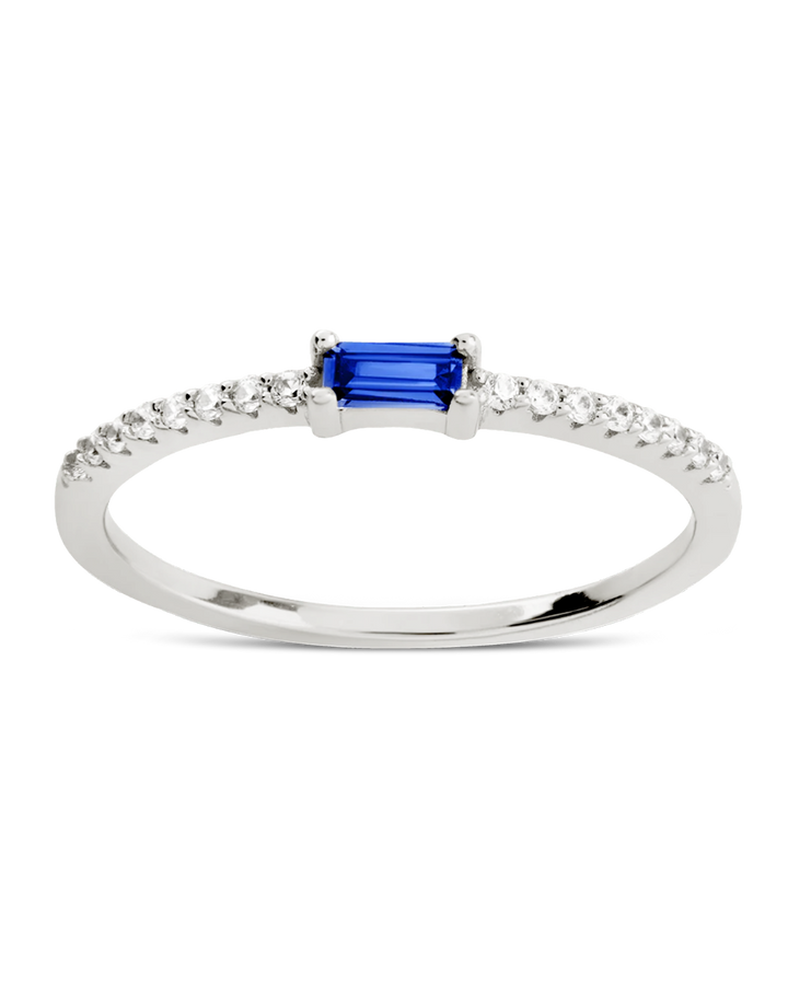 Sapphire CZ Thin Stacking Birthstone Ring