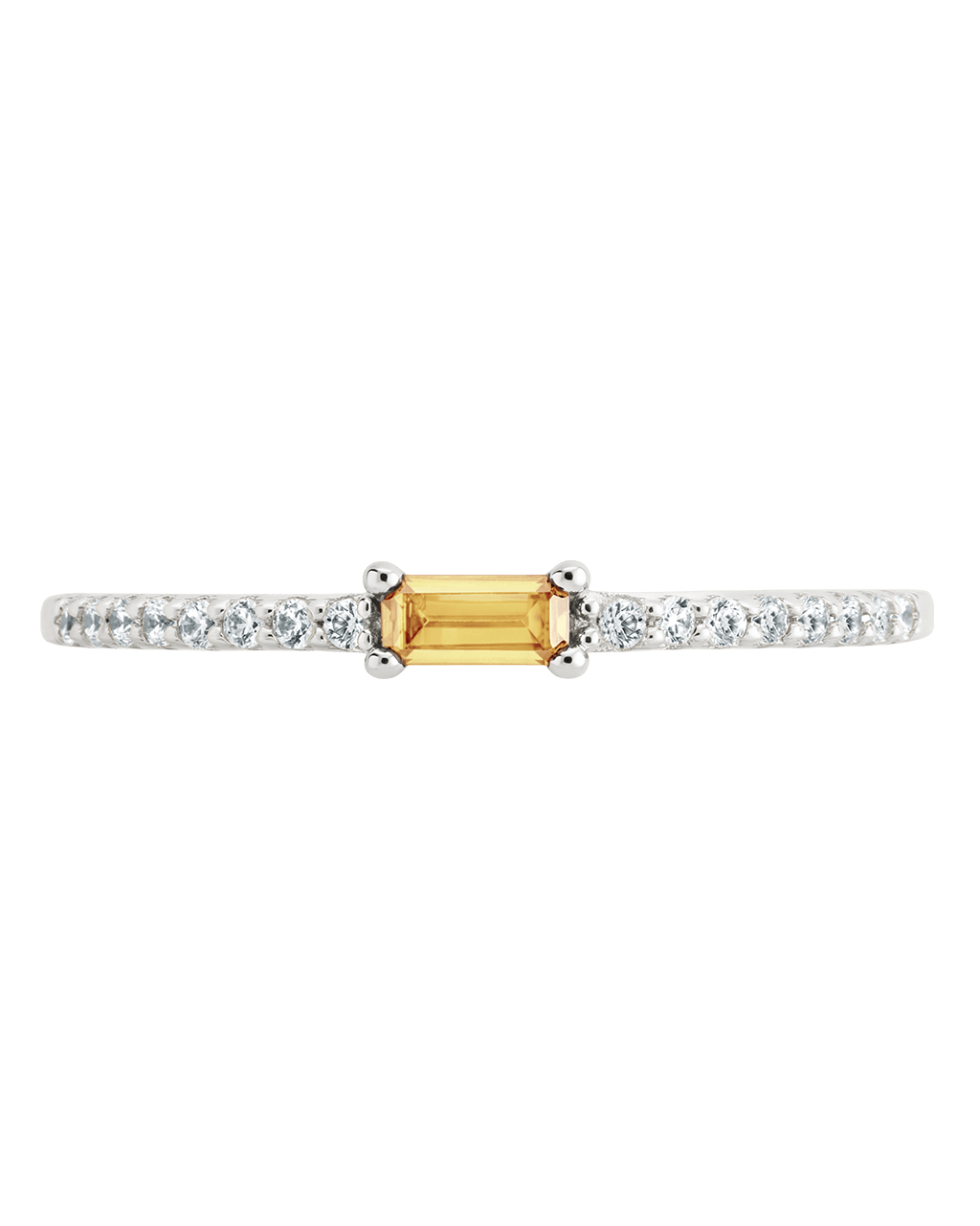 Citrine CZ Thin Stacking Birthstone Ring