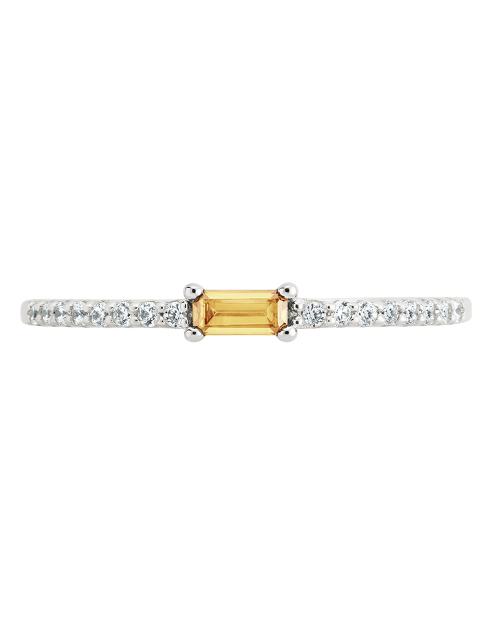 Citrine CZ Thin Stacking Birthstone Ring