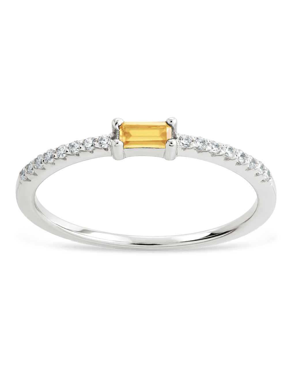 Citrine CZ Thin Stacking Birthstone Ring