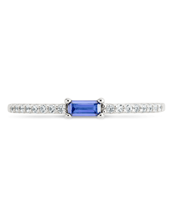 Tanzanite CZ Thin Stacking Birthstone Ring