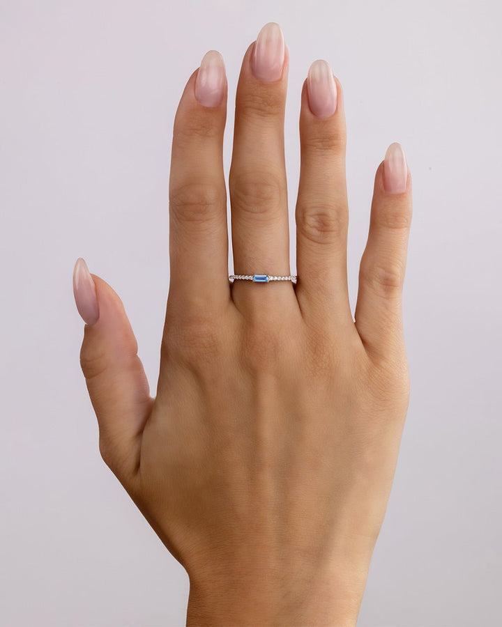 Tanzanite CZ Thin Stacking Birthstone Ring