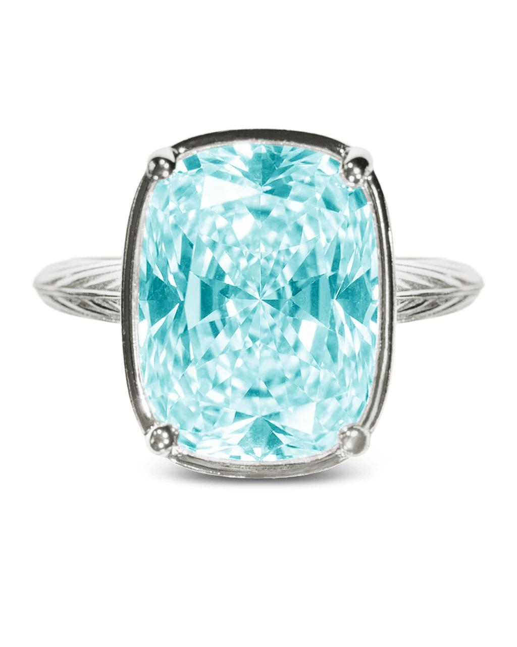 Aquamarine Elongated Cushion CZ Cocktail Ring