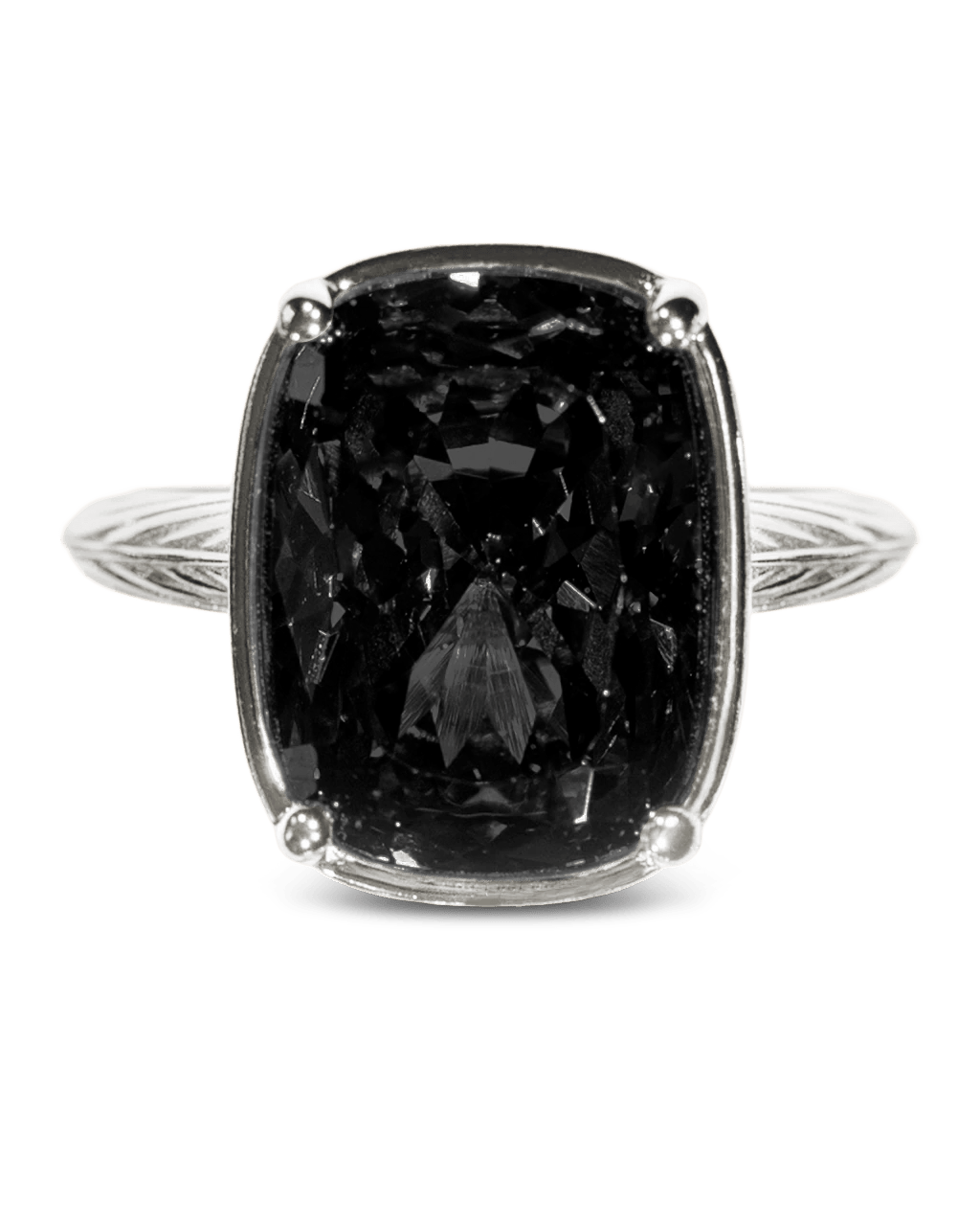 Black CZ Elongated Cushion Cocktail Ring