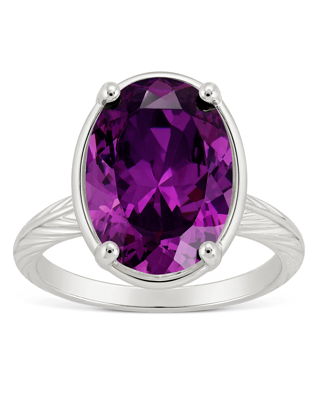 Oval Cut Amethyst CZ Cocktail Ring