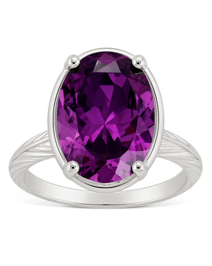 Oval Cut Amethyst CZ Cocktail Ring