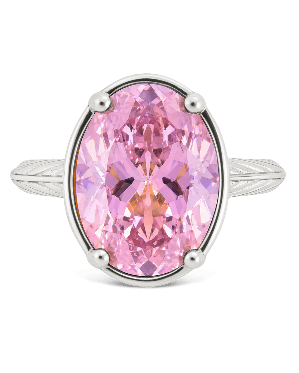 Pink Sapphire Oval Cut CZ Cocktail Ring