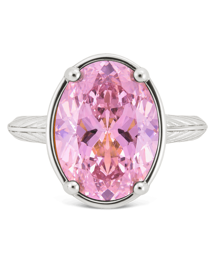 Pink Sapphire Oval Cut CZ Cocktail Ring