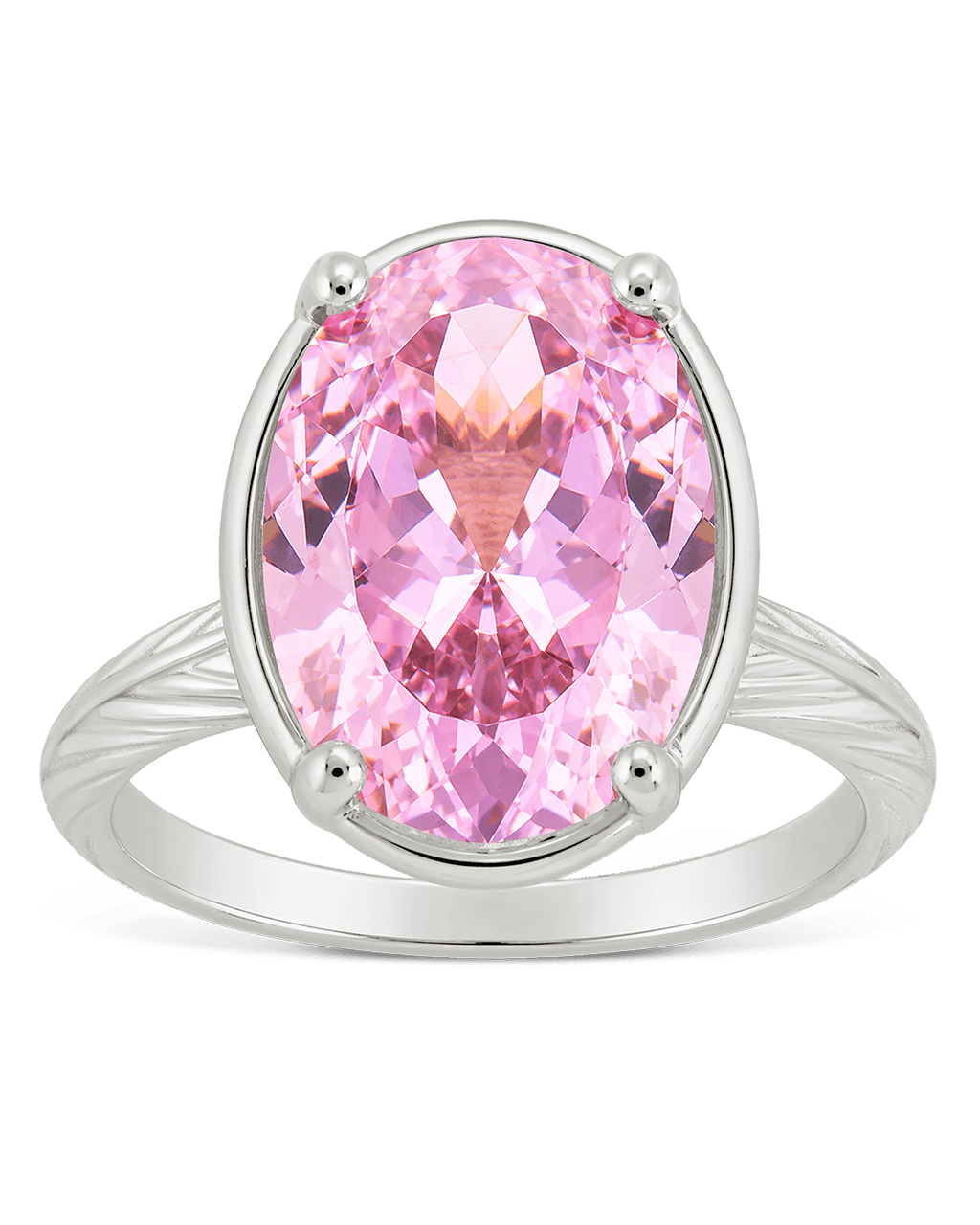 Pink Sapphire Oval Cut CZ Cocktail Ring