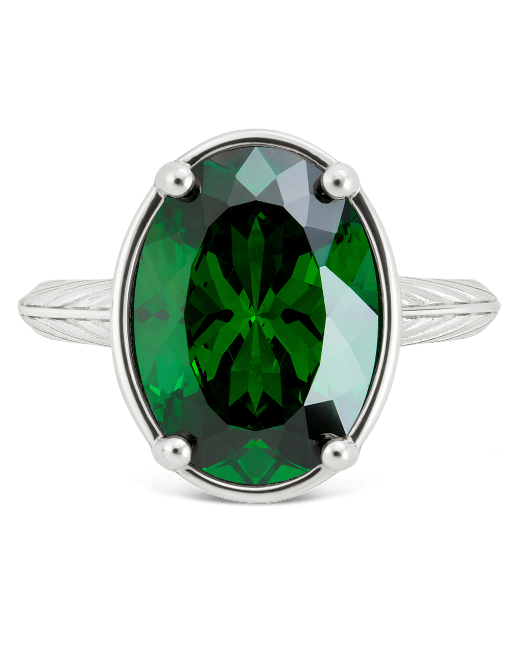 Oval Cut Emerald CZ Cocktail Ring