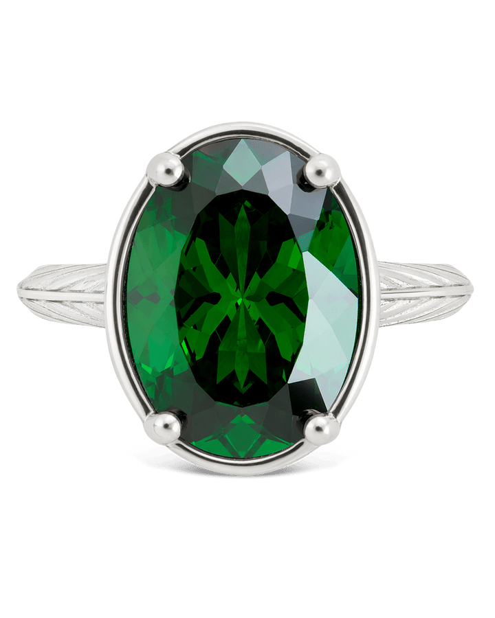 Oval Cut Emerald CZ Cocktail Ring