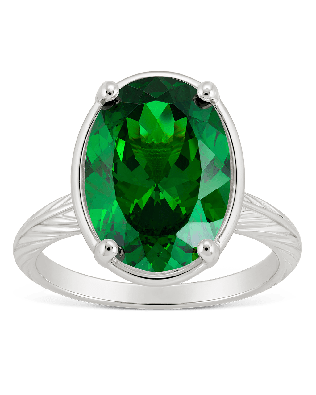 Oval Cut Emerald CZ Cocktail Ring