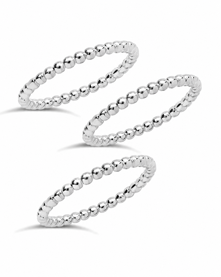 Sterling Silver Beaded Ring Set of 3