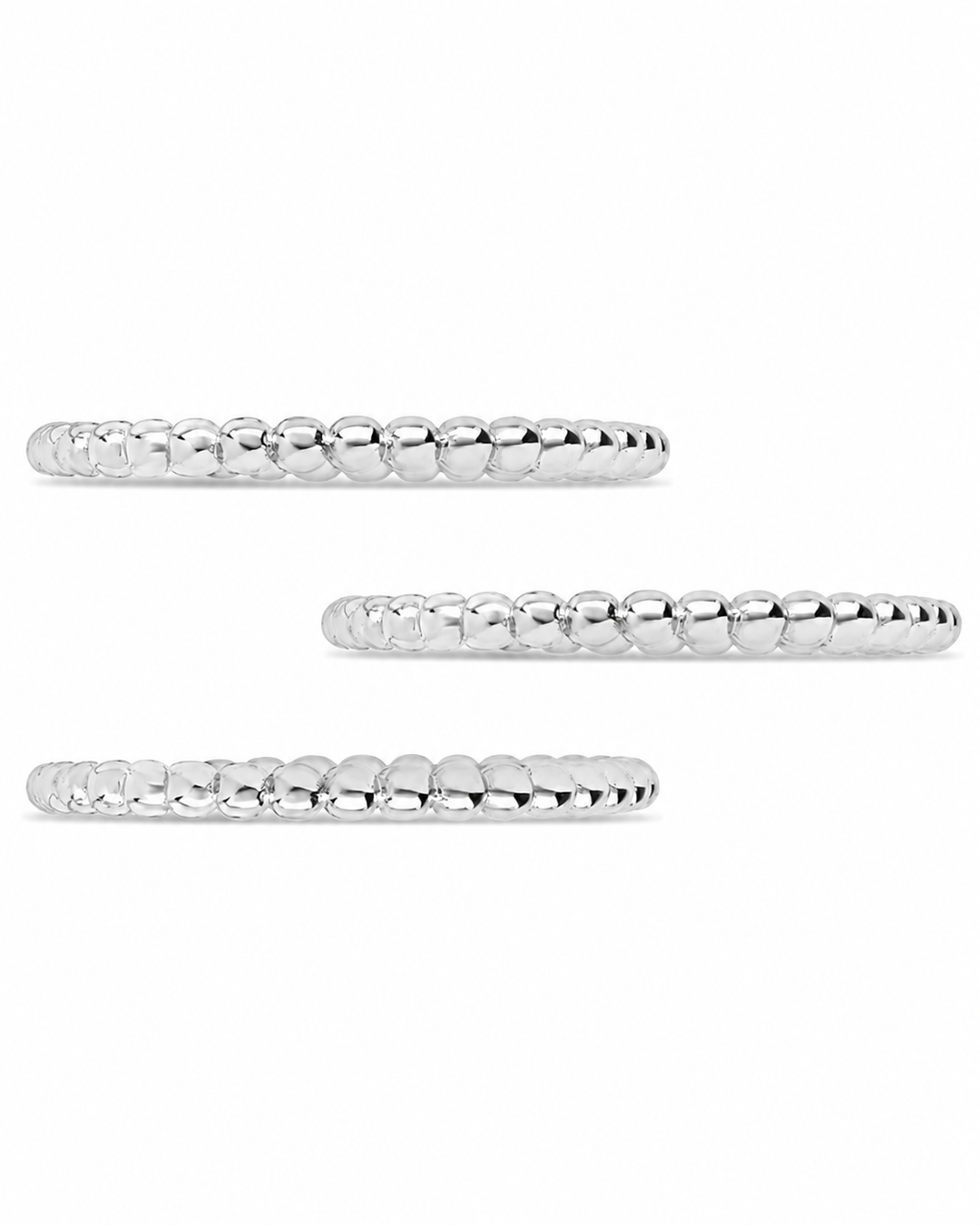 Sterling Silver Beaded Ring Set of 3