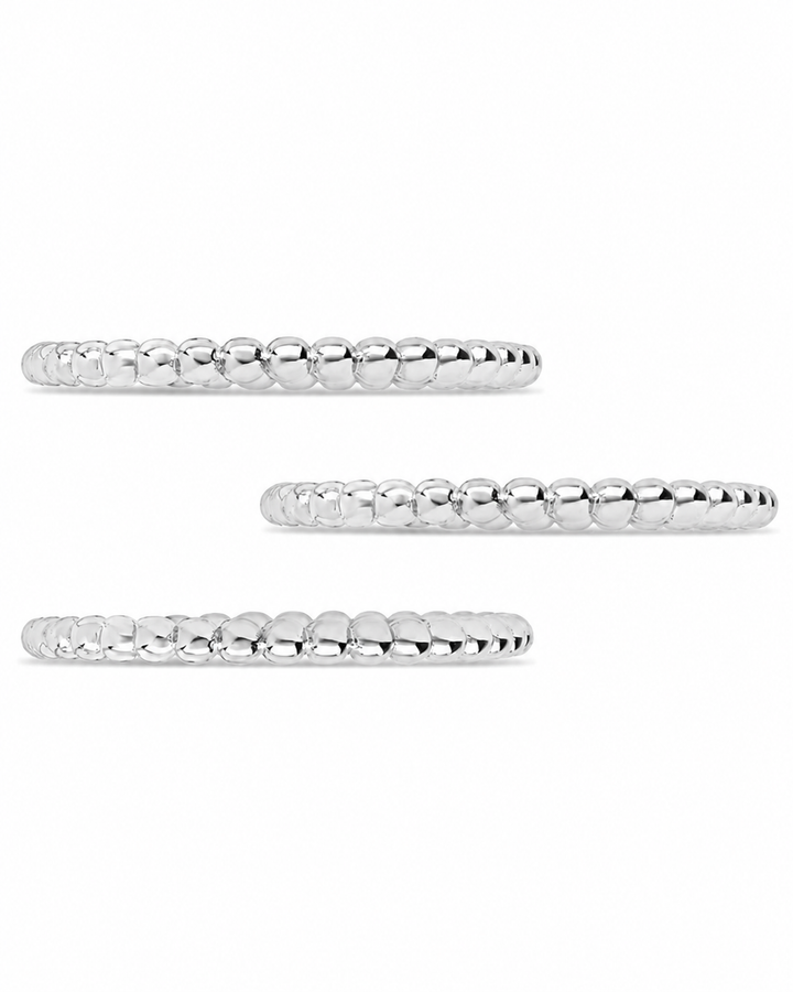 Sterling Silver Beaded Ring Set of 3
