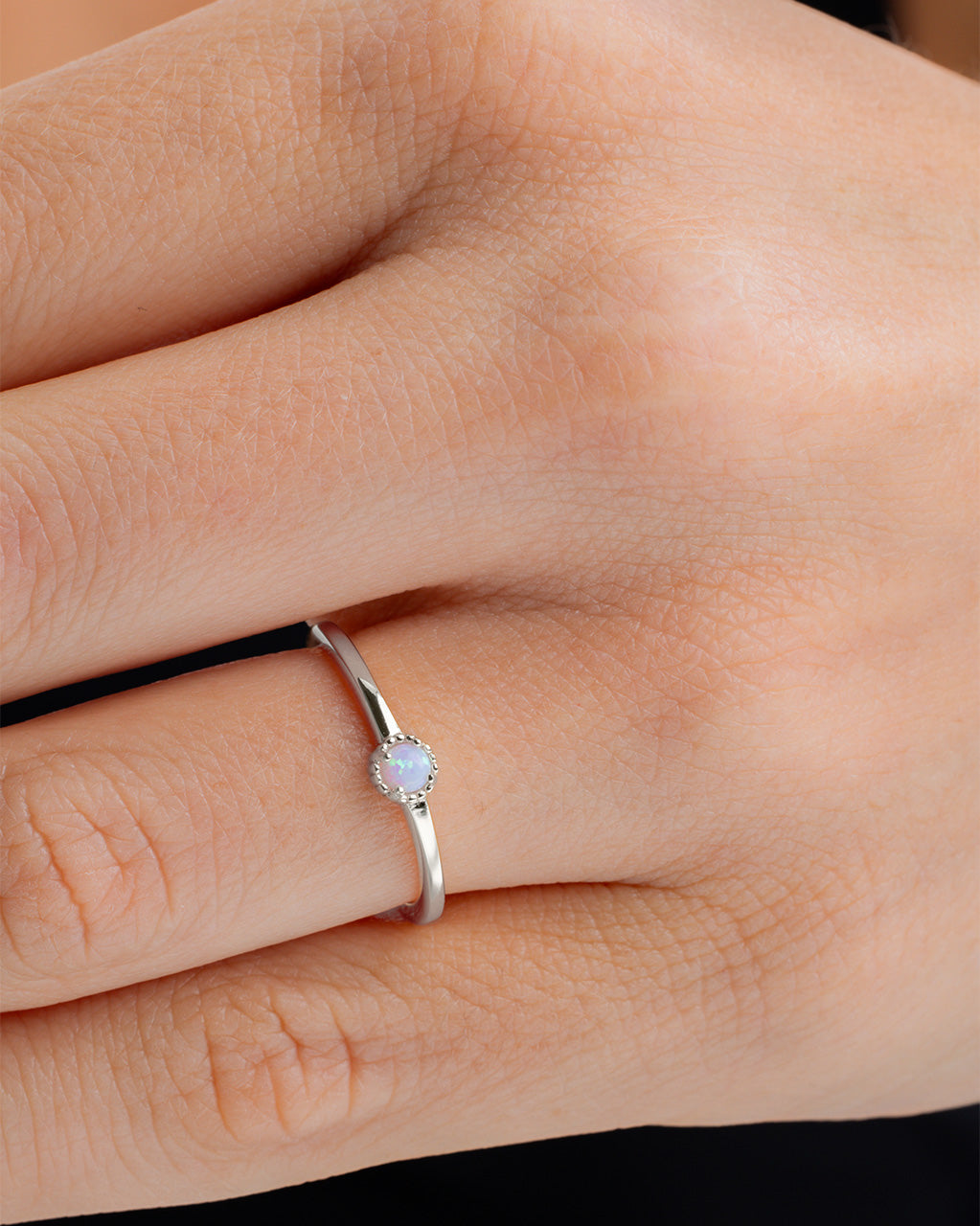Blue Opal Solitaire Ring
