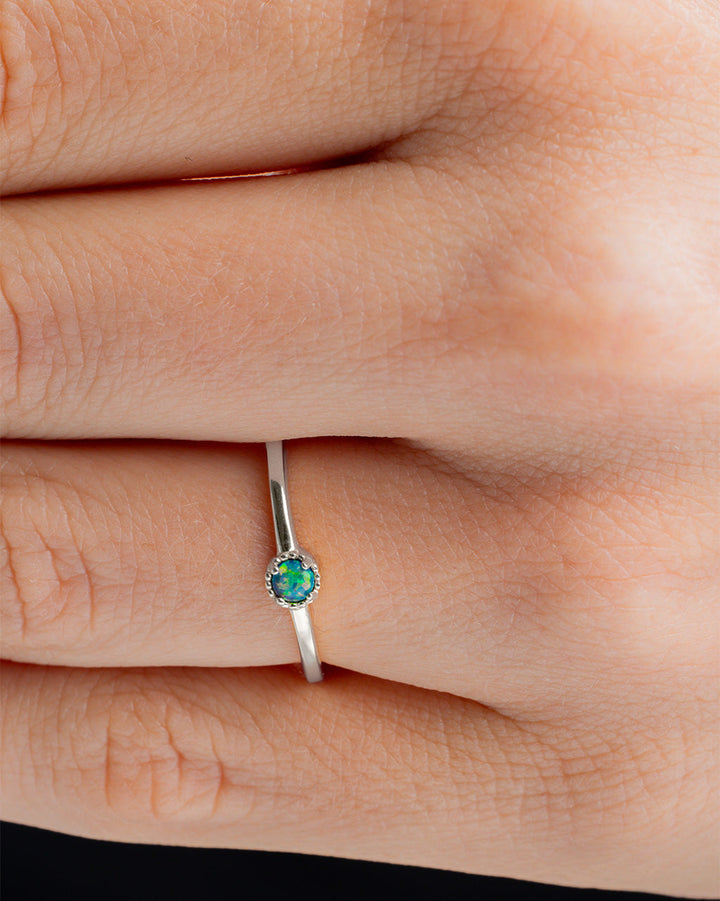 Green Opal Solitaire Ring