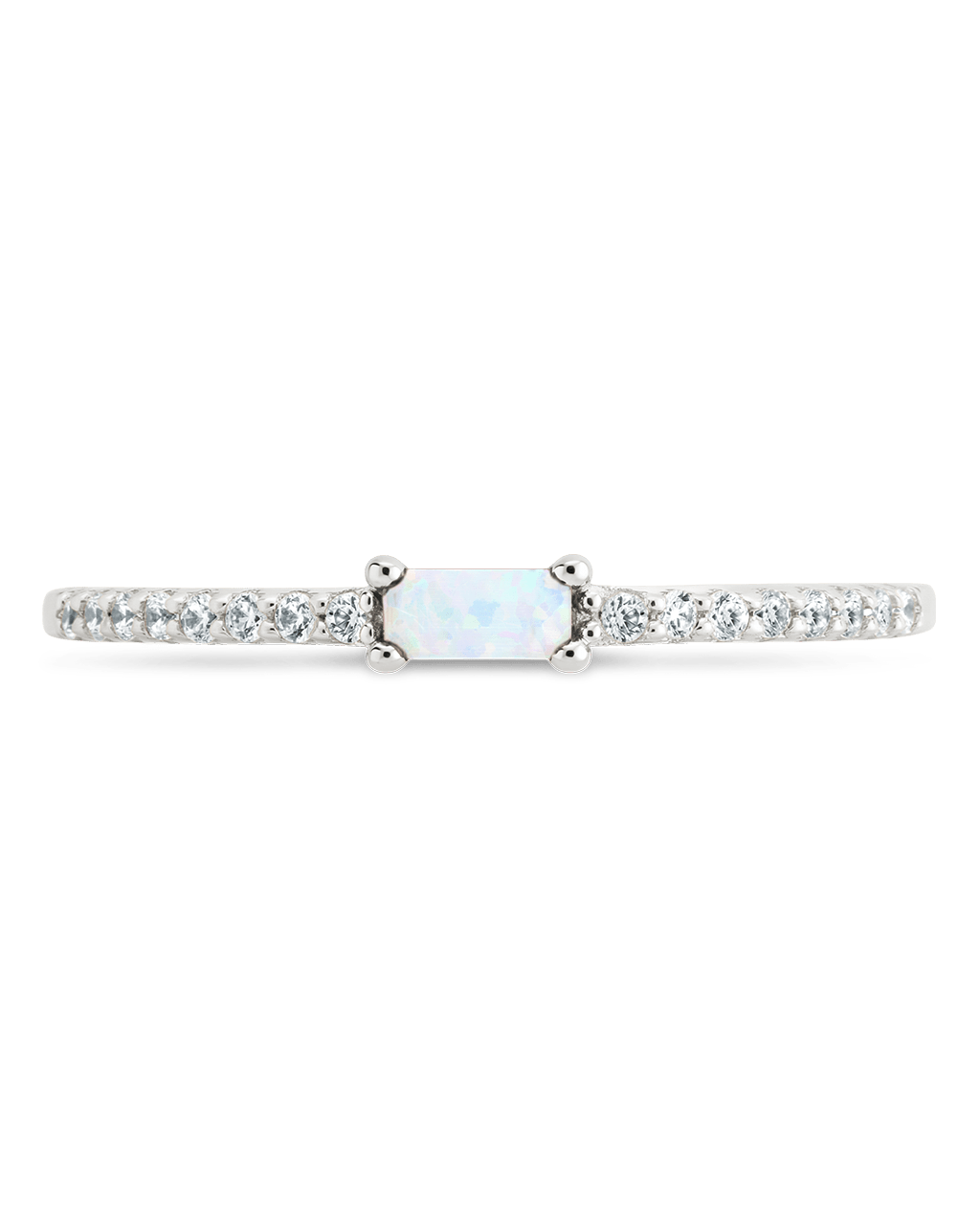 Opal CZ  Thin Stacking Birthstone Ring
