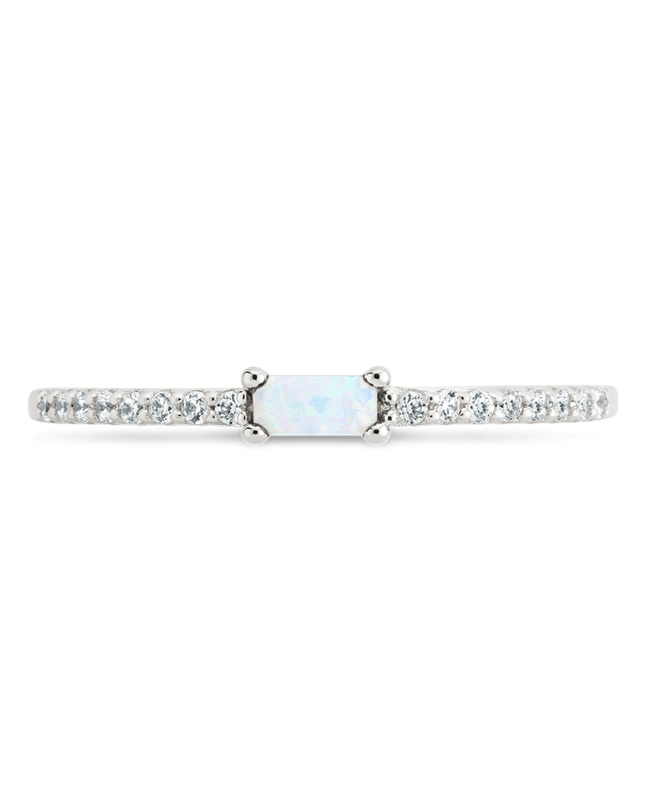 Opal CZ  Thin Stacking Birthstone Ring