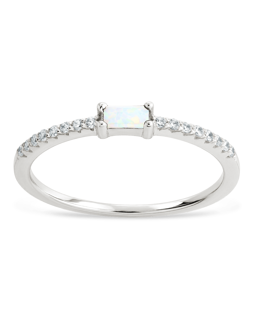 Opal CZ  Thin Stacking Birthstone Ring