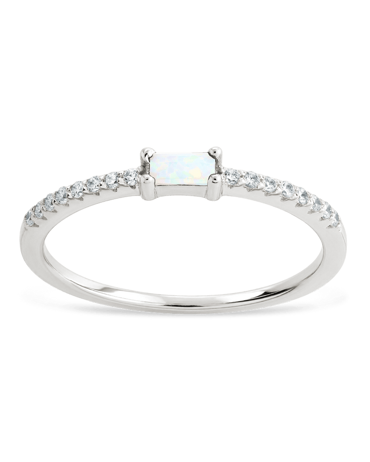 Opal CZ  Thin Stacking Birthstone Ring
