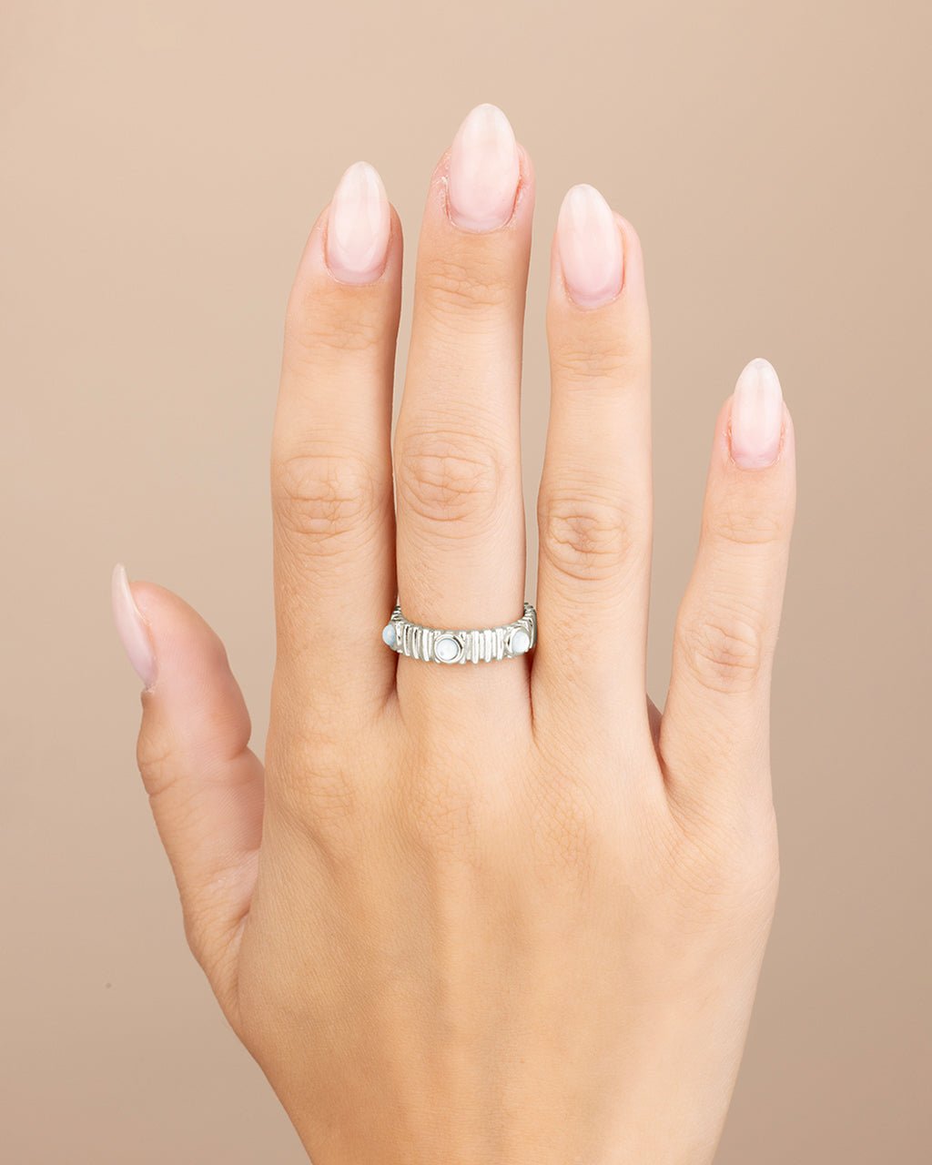 Terry Pearl Studded Textured Ring