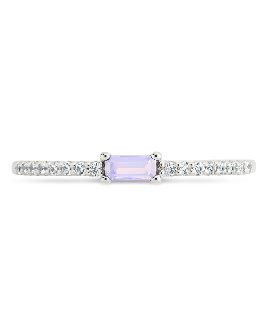 Moonstone CZ Thin Stacking Birthstone Ring
