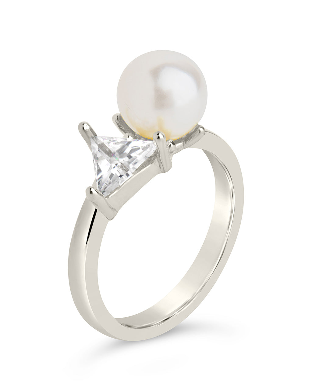 Dara CZ & Pearl Toi et Moi Ring by Sterling Forever