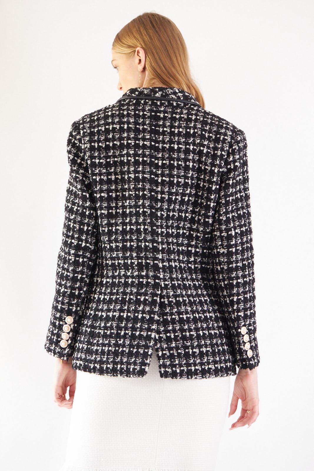 Black & White Tweed Checkers Blazer by Le Réussi®