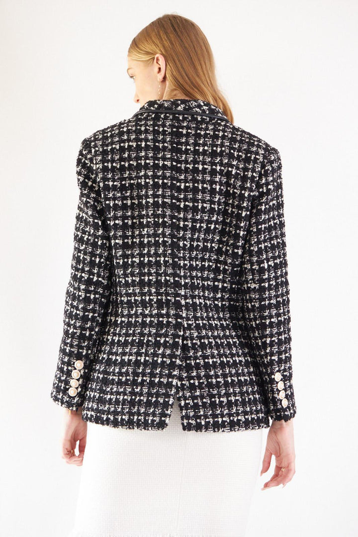 Black & White Tweed Checkers Blazer by Le Réussi®
