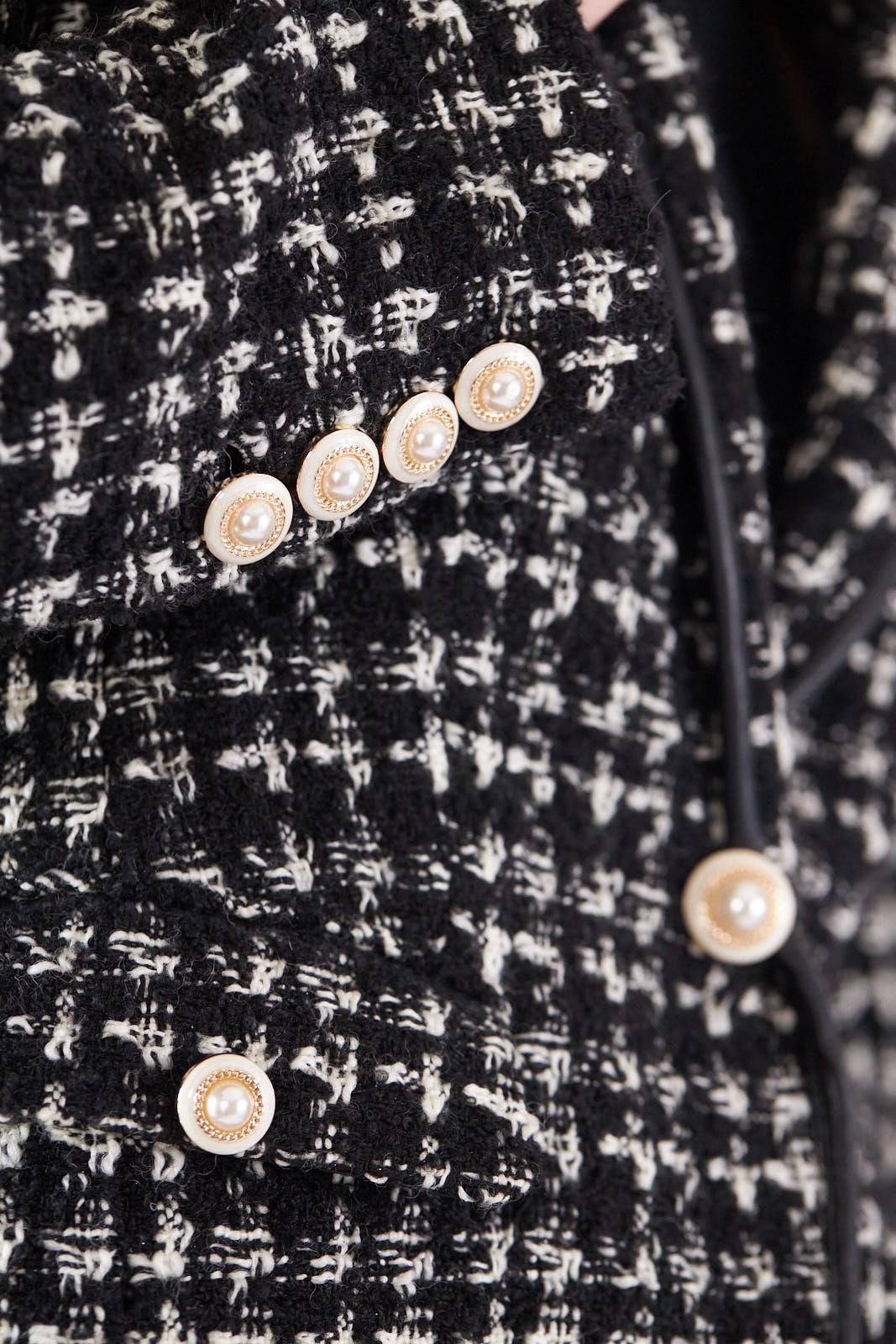 Black & White Tweed Checkers Blazer by Le Réussi®