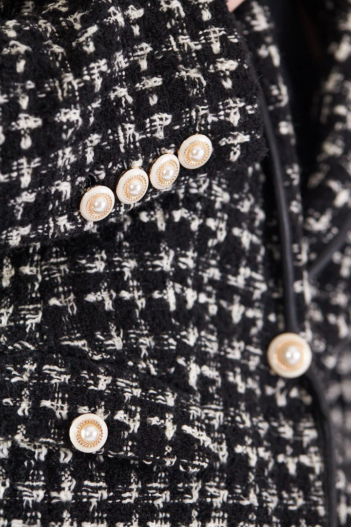 Black & White Tweed Checkers Blazer by Le Réussi®