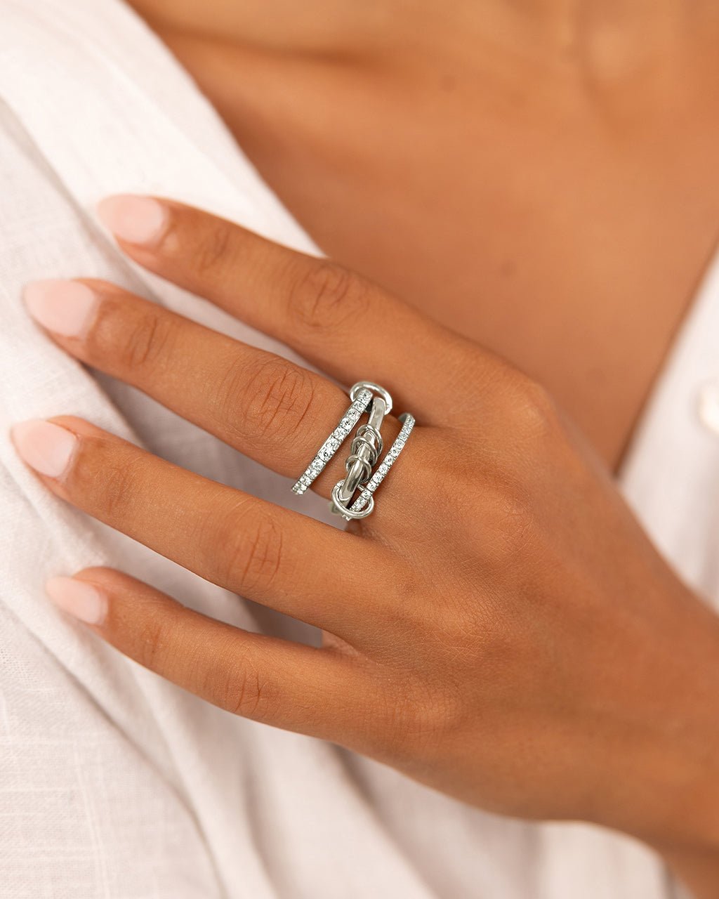 Birgitta CZ Link Stacking Ring