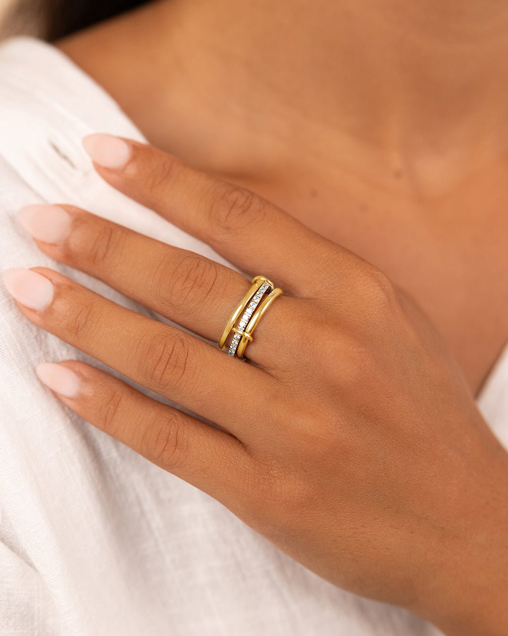 Dominika CZ Link Stacking Ring