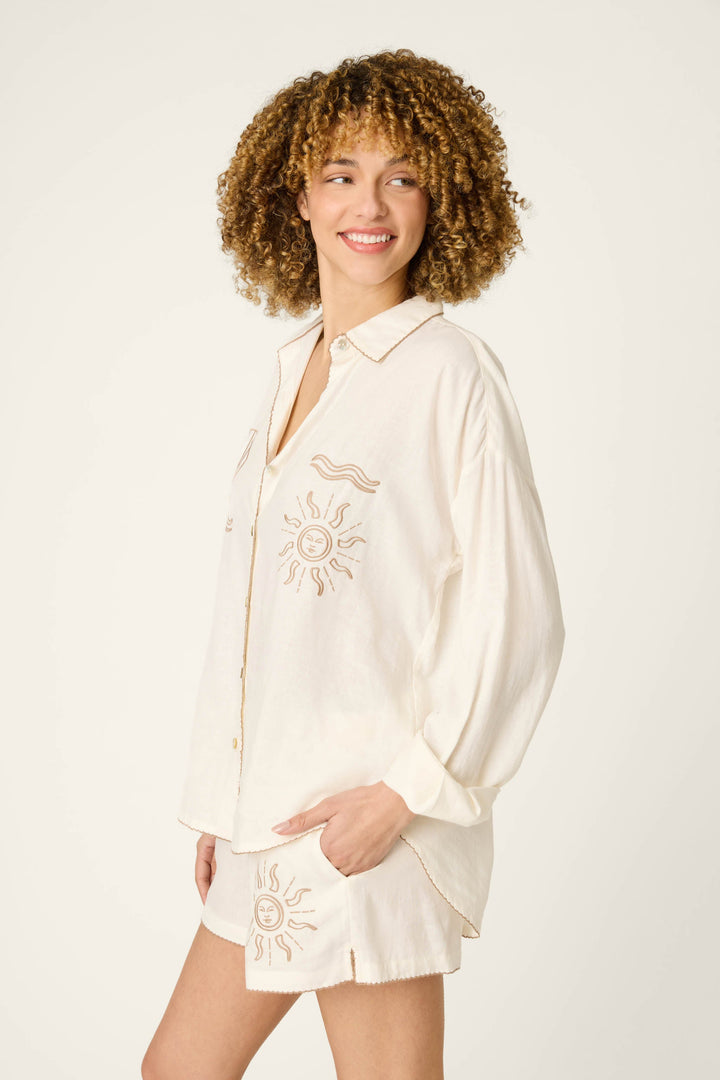 Breeze By The Sea White Sands Long Sleeve Top