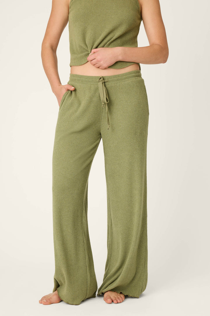 Soft Olive Rib Knit Lounge Pants