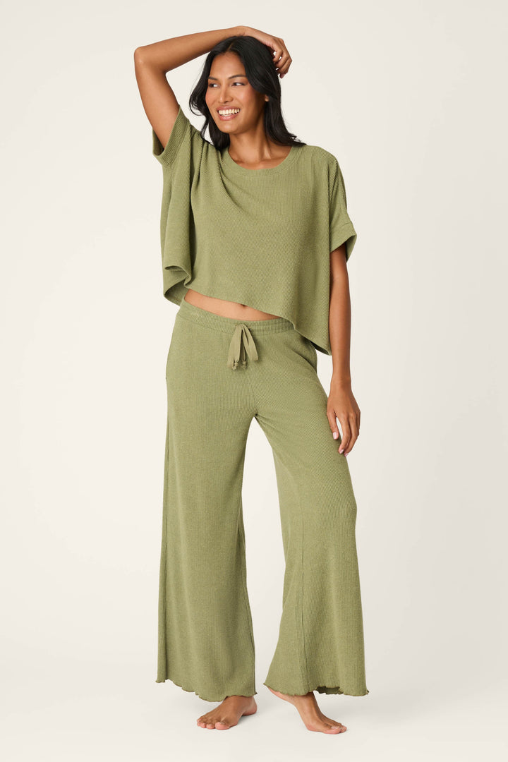 Soft Olive Rib Knit Lounge Set
