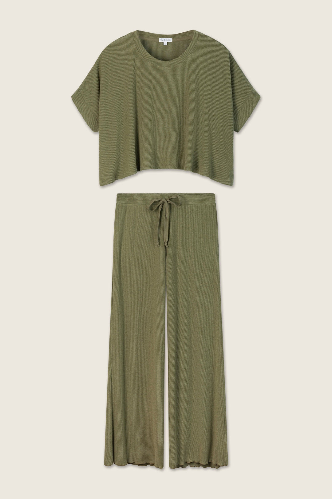 Soft Olive Rib Knit Lounge Set