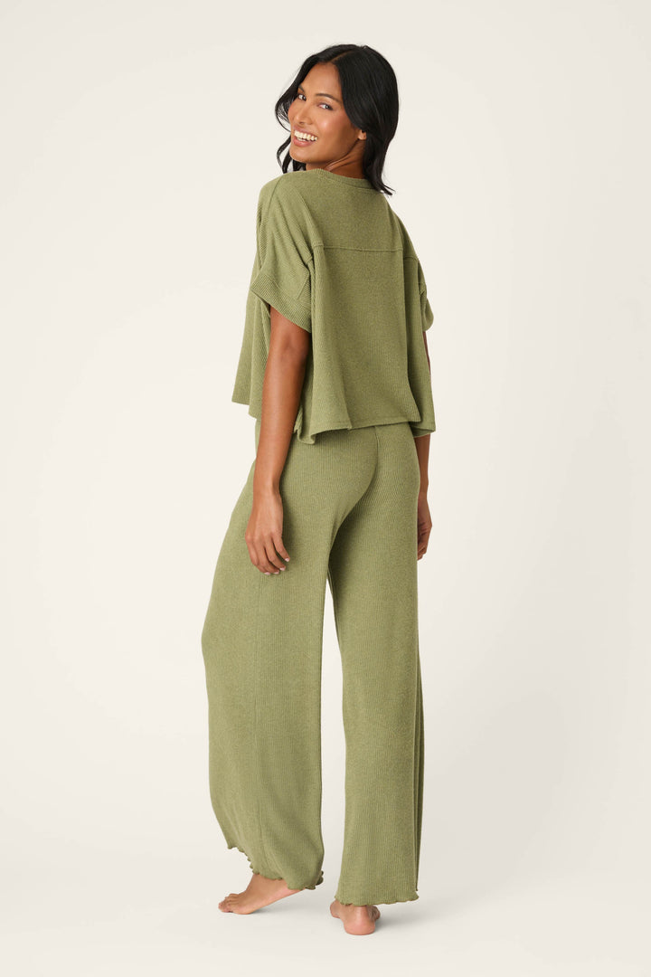 Soft Olive Rib Knit Lounge Set