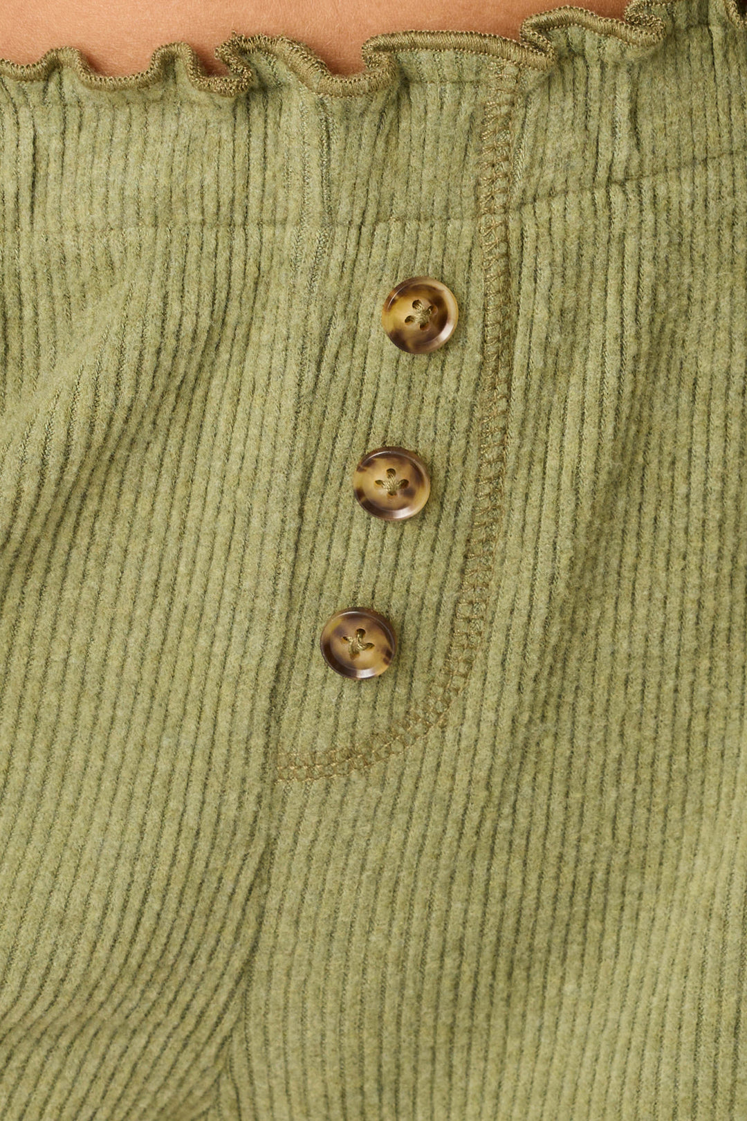 Soft Olive Rib Knit Lounge Shorts