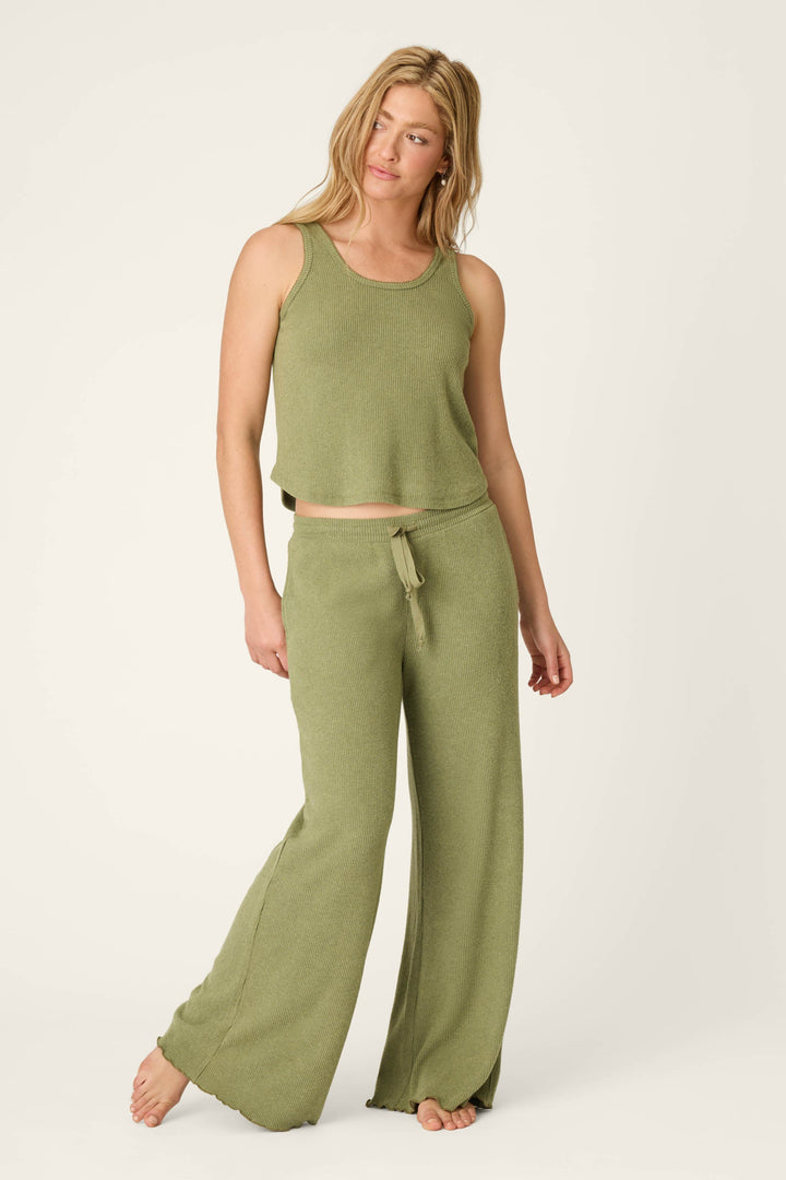 Soft Olive Rib Knit Lounge Tank Top