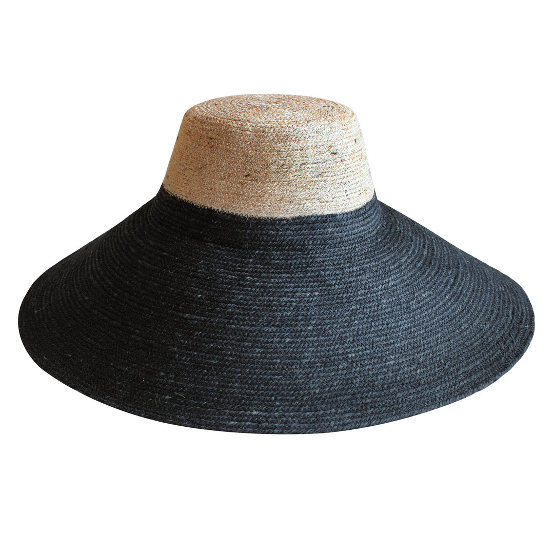 RIRI Duo Jute Handwoven Straw Hat In Natural & Black by BrunnaCo