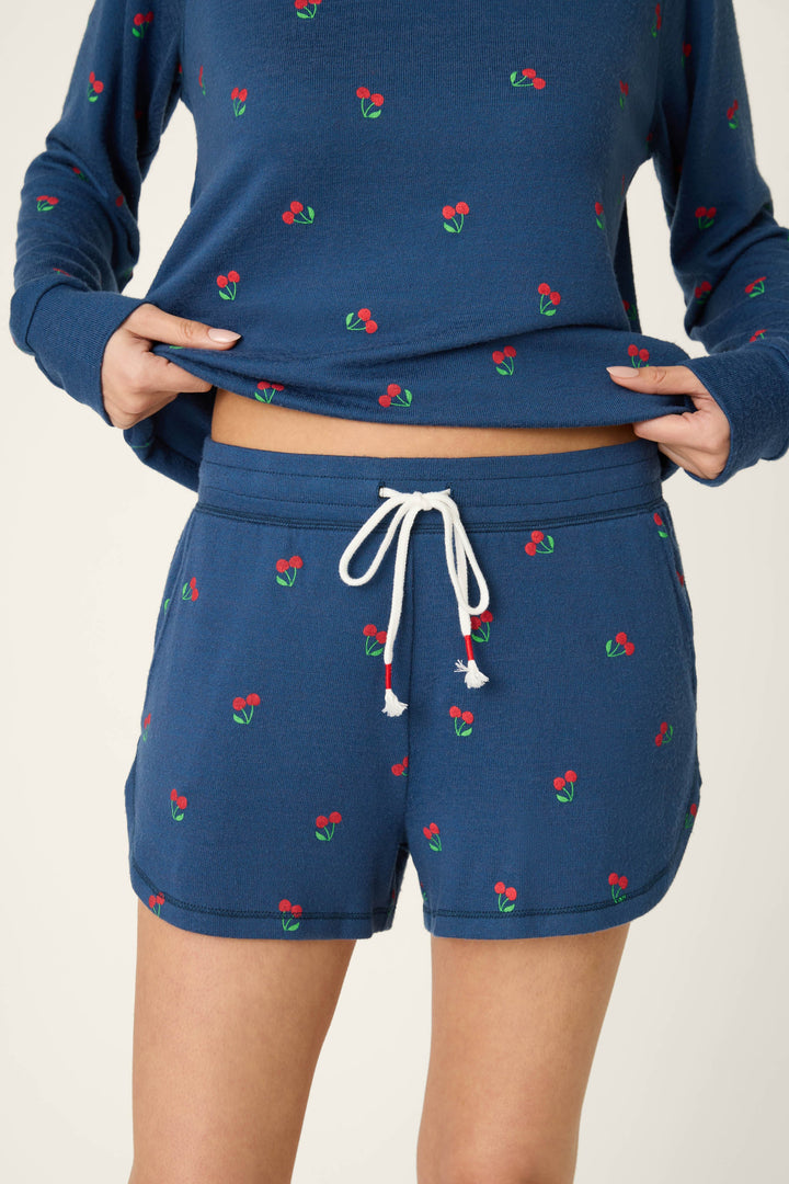 Star Spangled True Navy Cherry Print Sleep Shorts