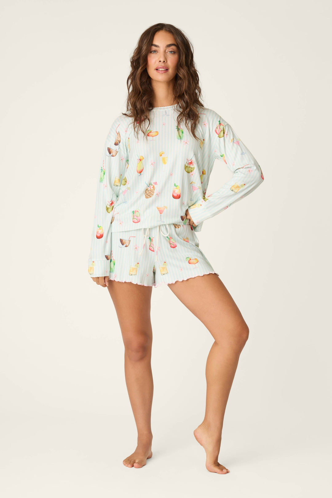 It's Five O'clock Somewhere Cocktail Print Long Sleeve Top