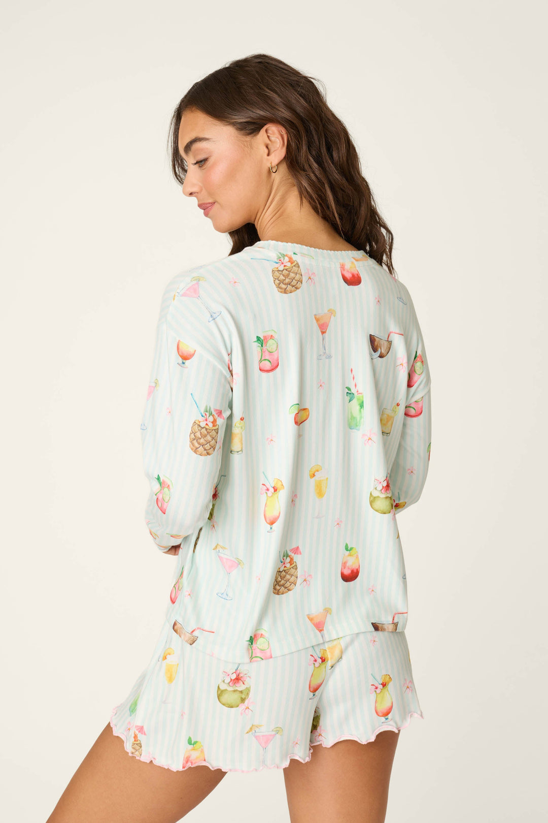 It's Five O'clock Somewhere Cocktail Print Long Sleeve Top