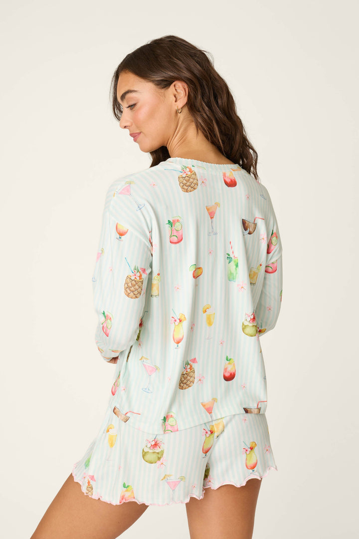 It's Five O'clock Somewhere Cocktail Print Long Sleeve Top