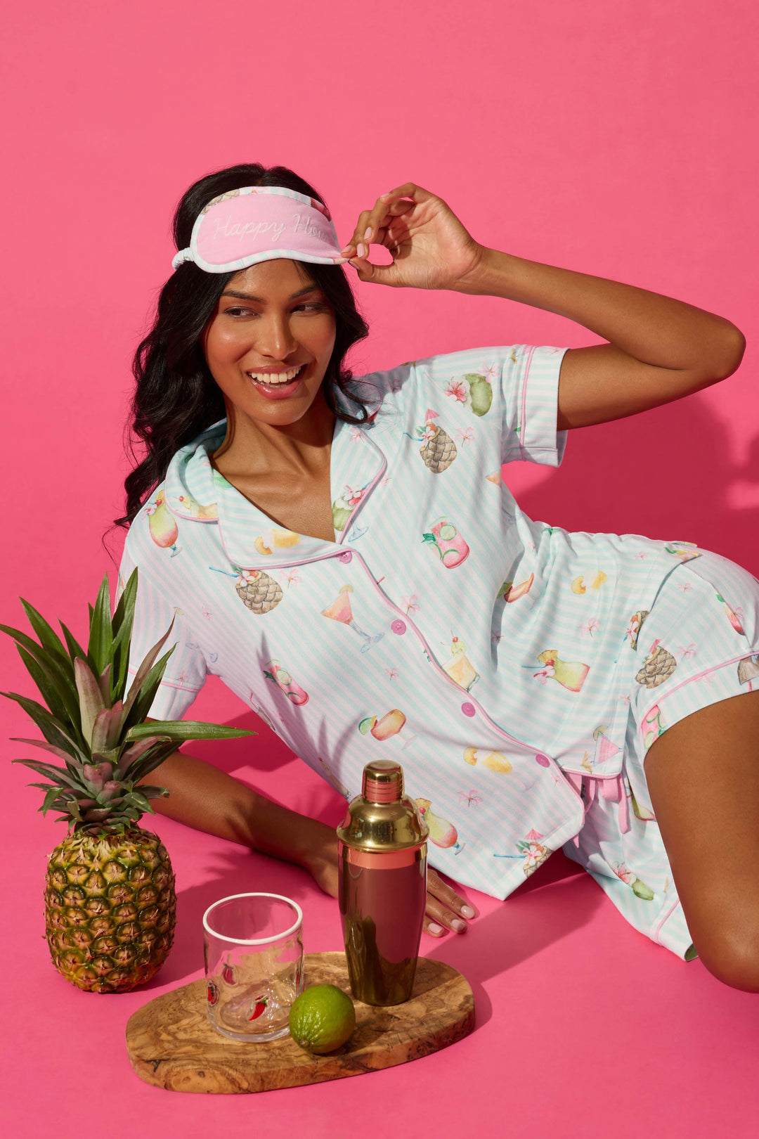 It's Five O'clock Somewhere Cocktail Print 3-Piece PJ Set