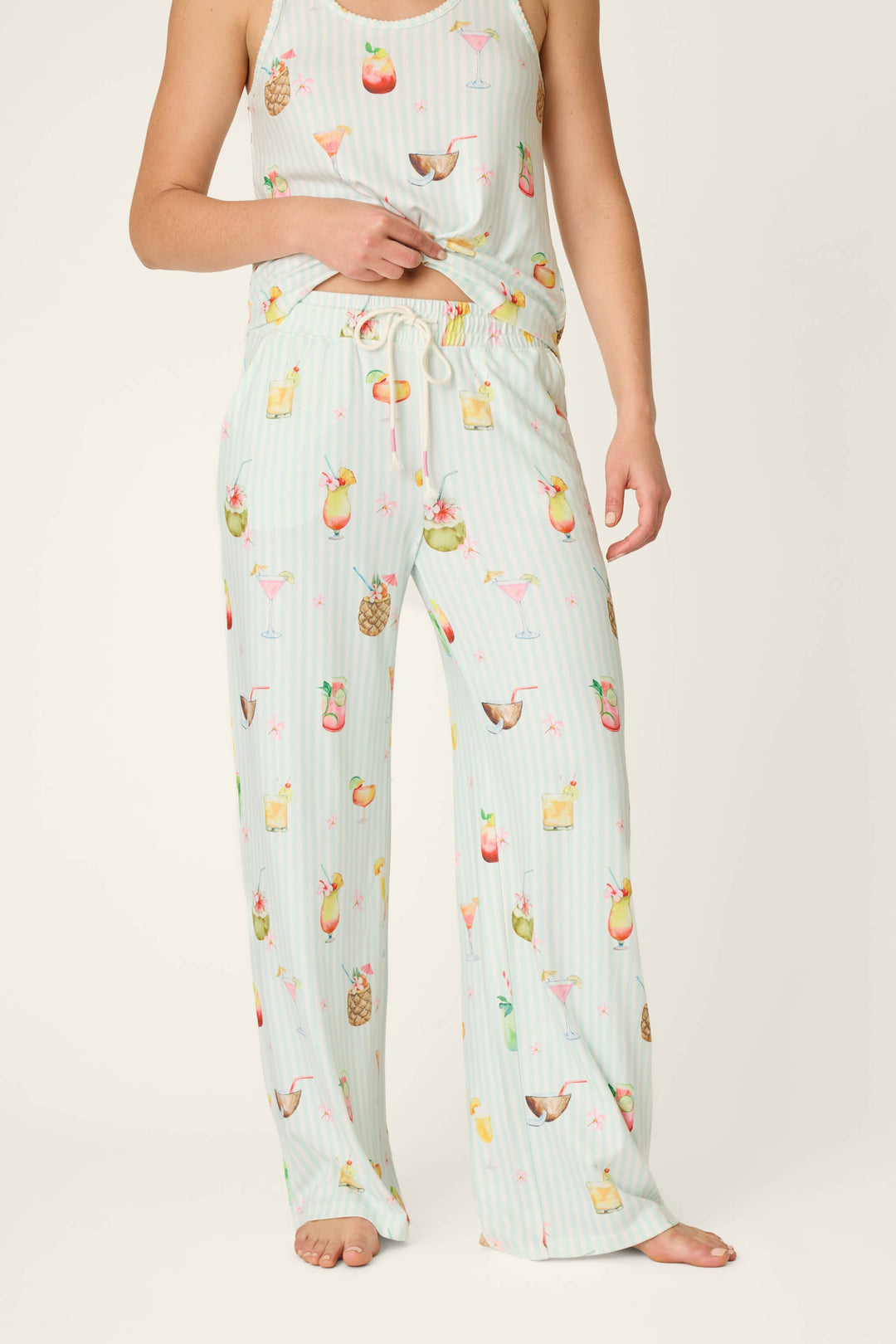 It's Five O'clock Somewhere Cocktail Print Open Leg Pants